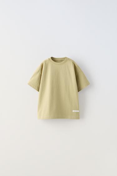 CAMISETA MEDIUM WEIGHT COM ETIQUETA - Caqui da Zara
