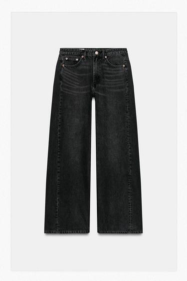 TRF MID-WAIST WIDE-LEG JEANS - Black by Zara