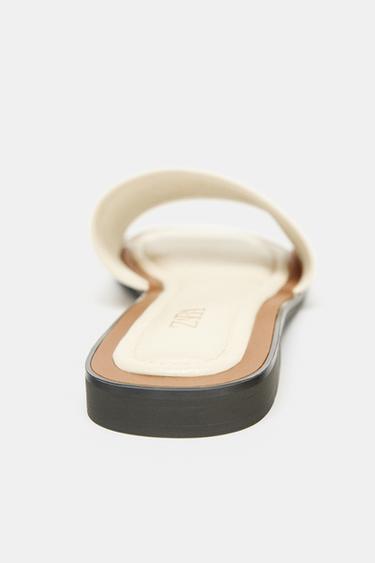 SANDALES EN CUIR SOFT - Blanc de Zara - Image 4