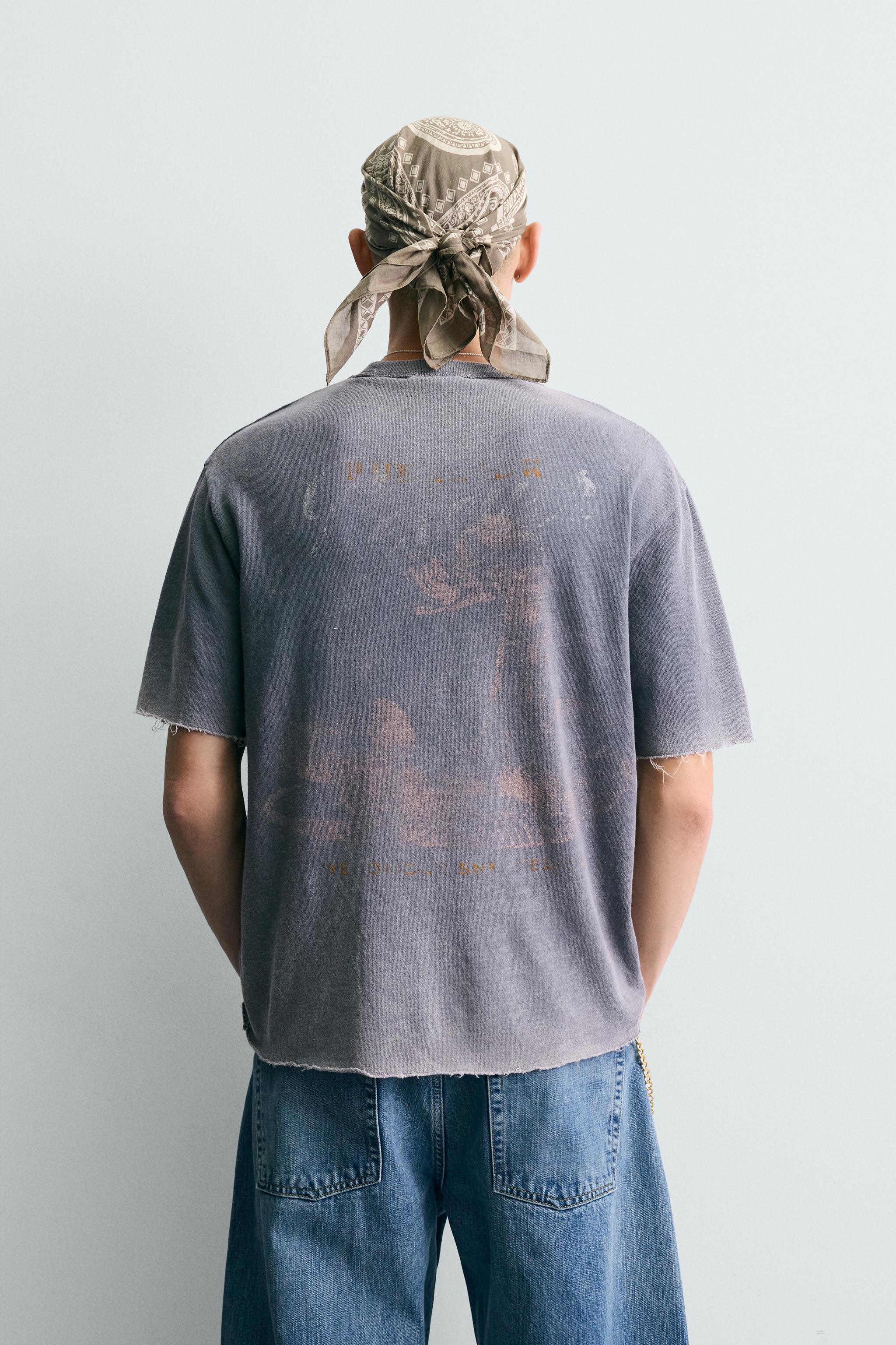 T-SHIRT EN MAILLE RELAXED FIT DÉLAVÉ