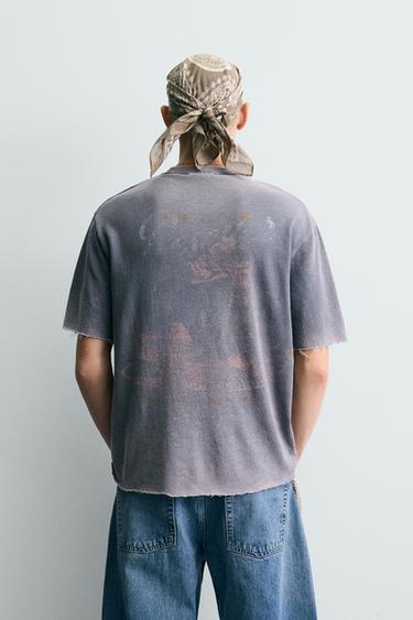 WASHED RELAXED FIT KNIT T-SHIRT - Faded blue by Zara