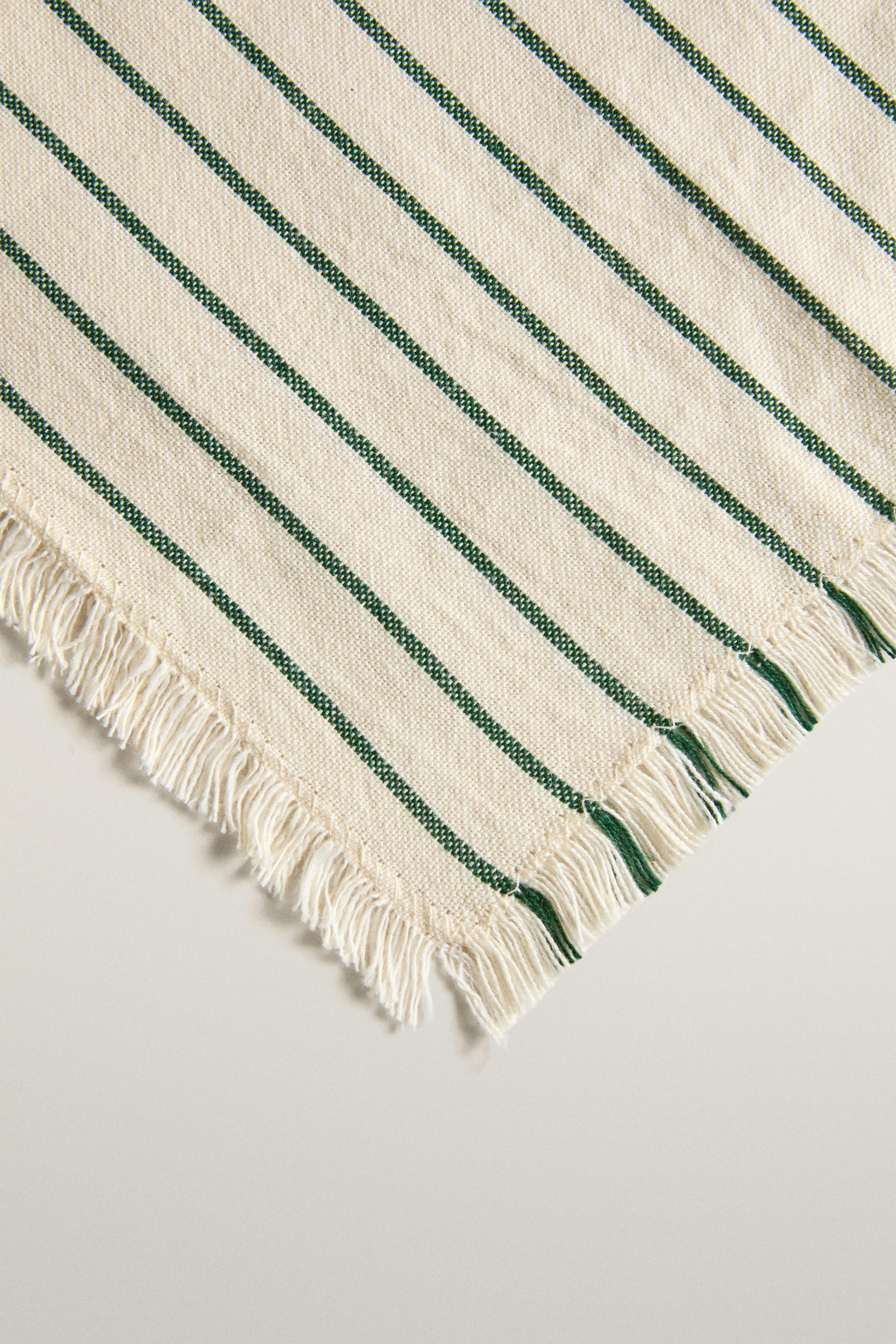 PACK OF STRIPED NAPKINS WITH FRINGE (PACK OF 2)