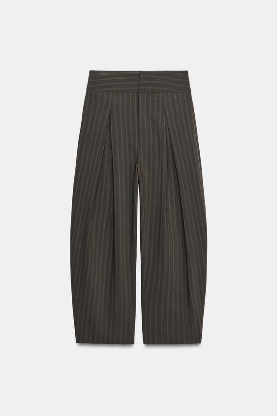 PLEATED BALLOON TROUSERS - Brown marl by Zara - Image 0
