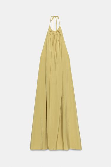 ROBE FLUIDE À ENCOLURE AMÉRICAINE - Vert huile de Zara - Image 7
