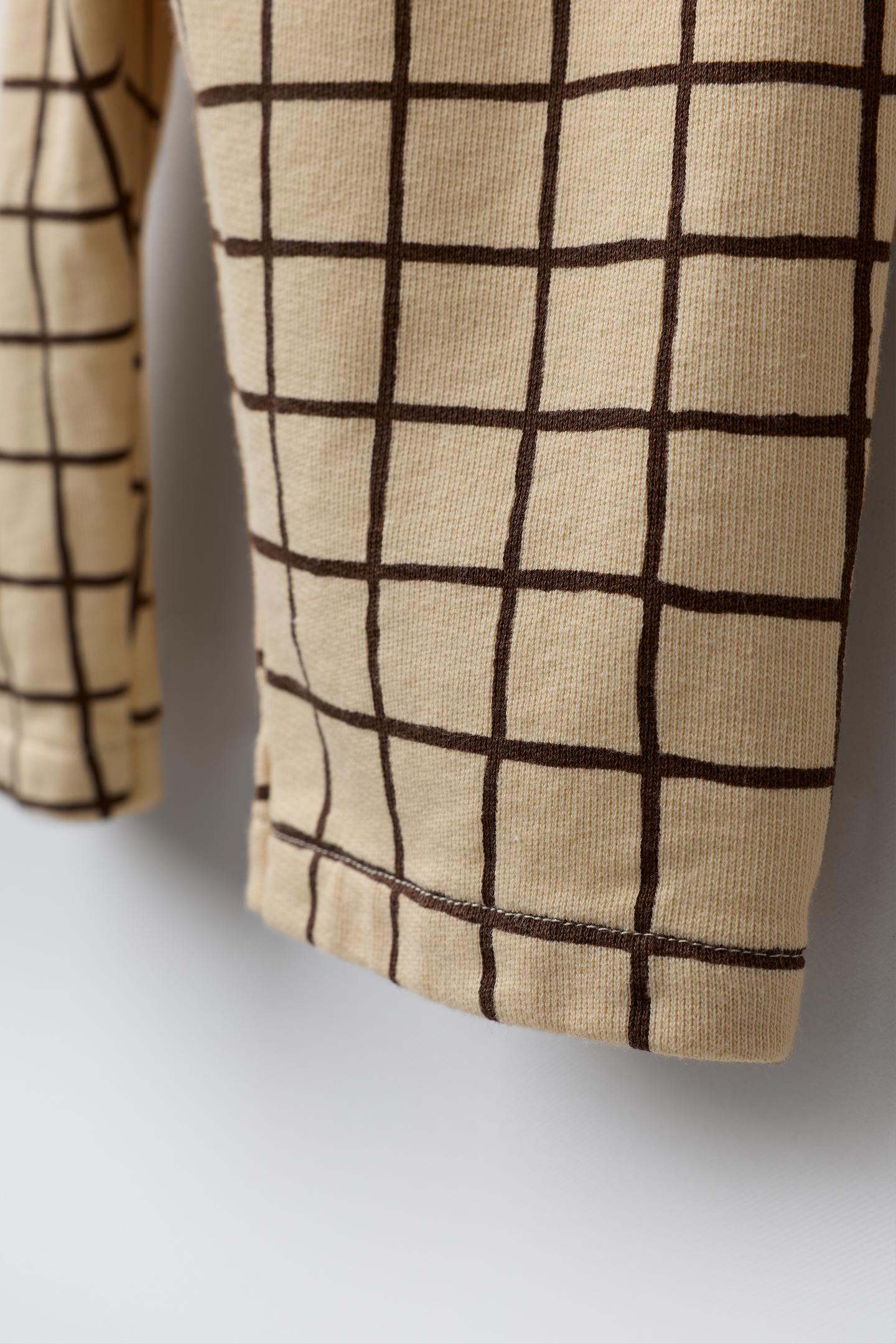 Детский комбинезон Zara Plaid Embroidered Fleece Overalls, цвет: Ванильный — фото 4