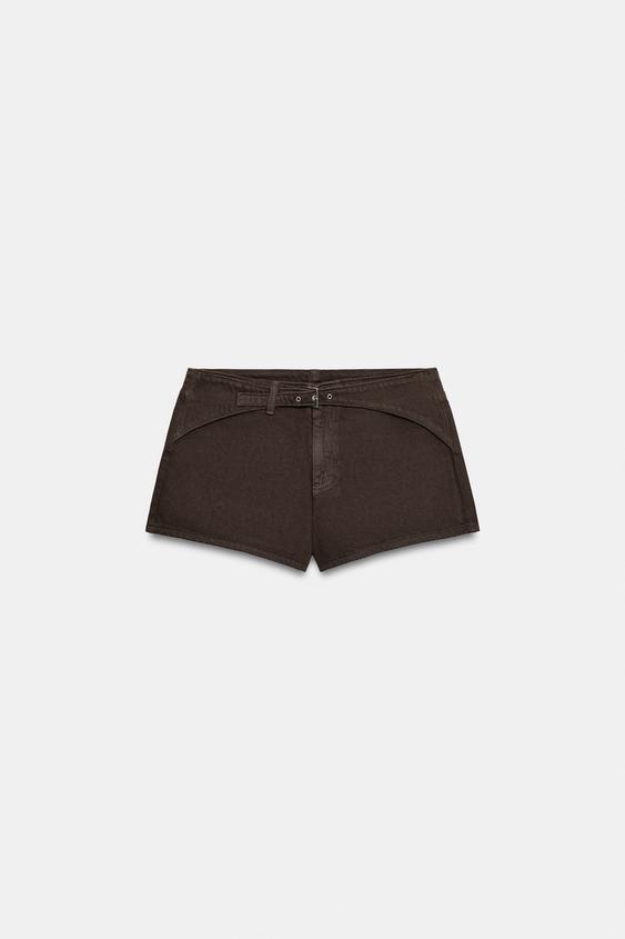 SHORTS DENIM HEBILLA - Marrón de Zara - Imagen 0
