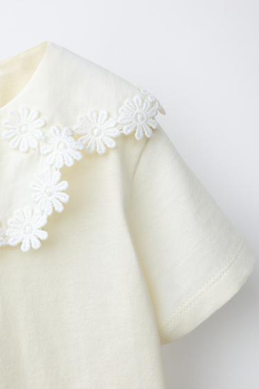 DAISY PETER PAN COLLAR T-SHIRT - Ecru by Zara - Image 2