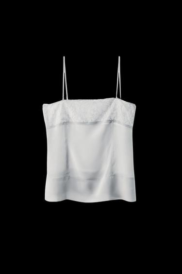 TOP GEORGETTE ENCAJE - Azul claro de Zara - Imagen 0