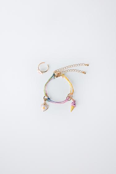 Zara TWO-PACK OF INTERCHANGEABLE CHARM BRACELETS - Light pink
