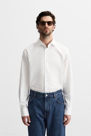 TEXTURED TWILL SHIRT - White by Zara