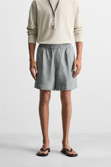 Zara FLOWY RELAXED FIT BERMUDA SHORTS - Gray