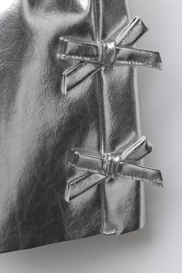 METALLIC SKIRT WITH BOWS - Silver by Zara - Image 3