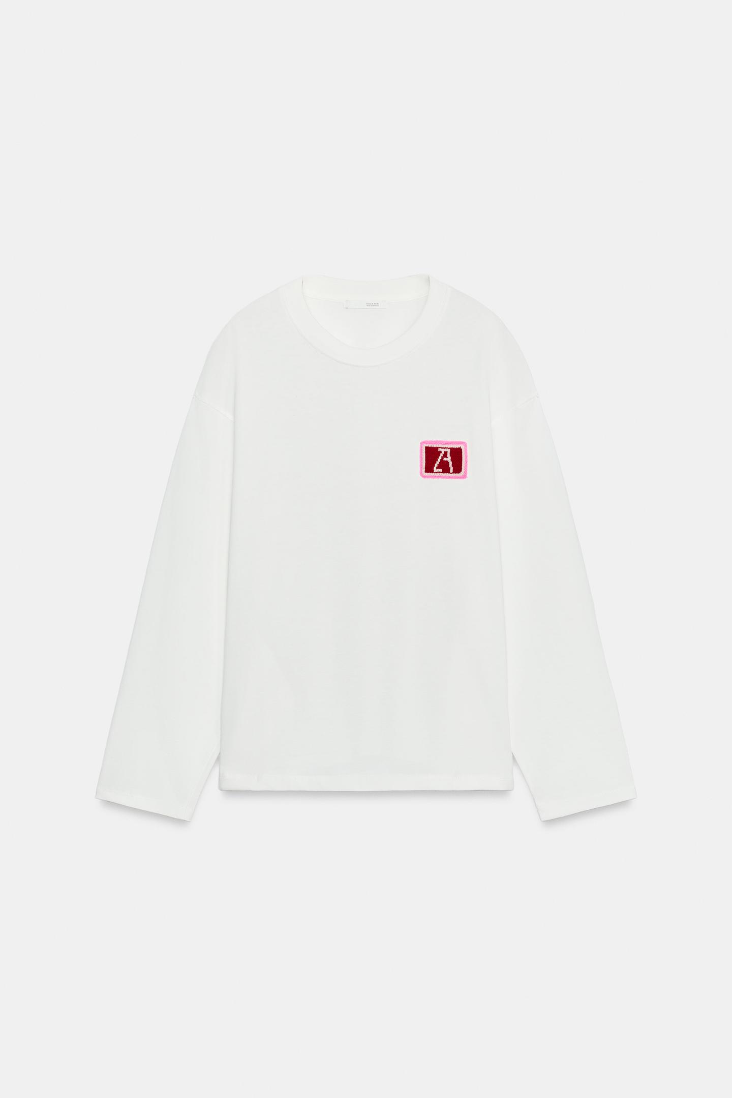 Футболка Zara Embroidered Detail, цвет: Устричный белый — фото 8