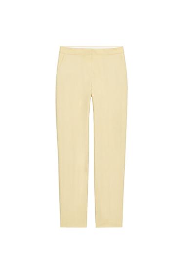 TEXTURED STRAIGHT-LEG TROUSERS - Butter by Zara
