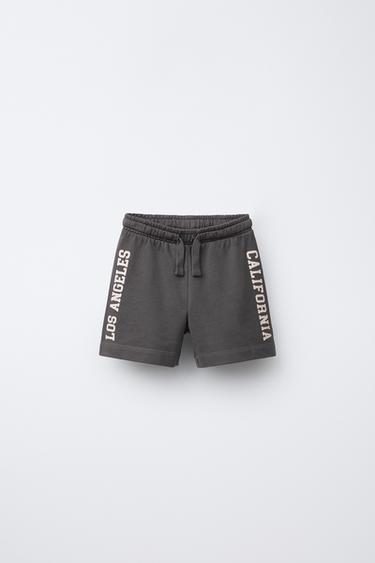 ΒΕΡΜΟΥΔΑ JOGGING ΜΕ ΚΕΙΜΕΝΟ - Γκρι ανθρακί του Zara