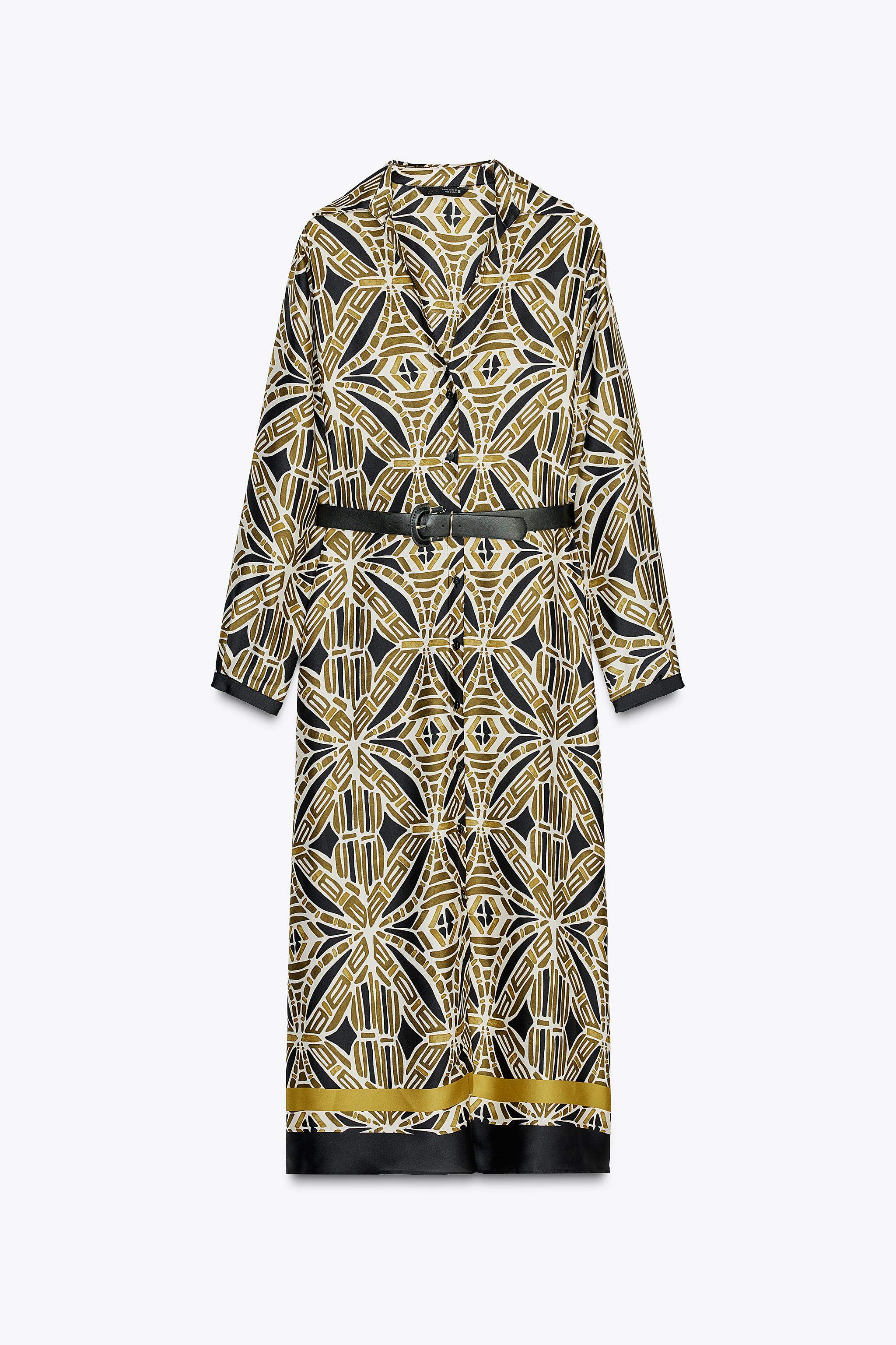 ZARA ベルト プリントワンピース 3897/055 ベルト プリントワンピース - マルチカラ― | ZARA Japan / 日本