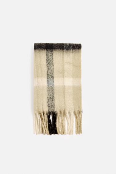 BRUSHED TEXTURED FRINGED SCARF - Beige by Zara - Image 0