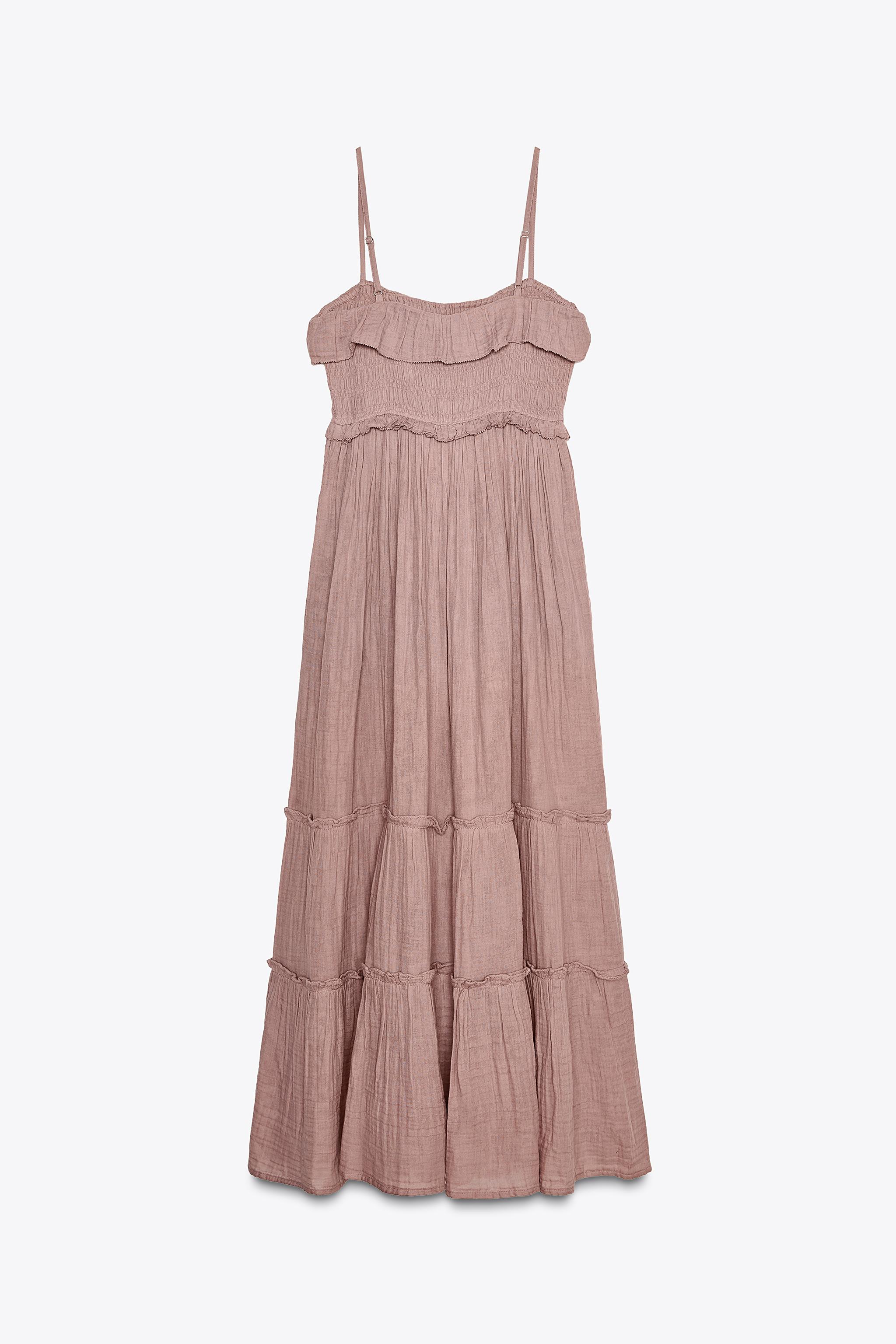 RUFFLED MIDI DRESS - Pastel pink | ZARA United States