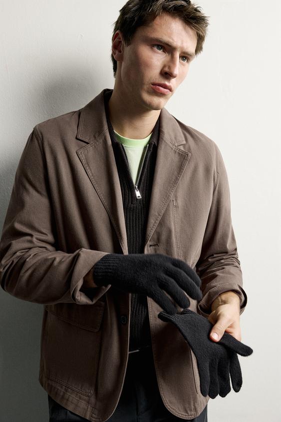 Мужские перчатки Zara 100% Wool Knit Gloves, цвет: Чёрный