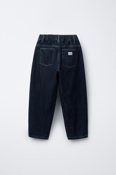 PANTALON DENIM BALLON PLI - Bleu de Zara - Image 1