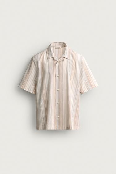 REGULAR FIT STRIPED SHIRT - Light beige by Zara