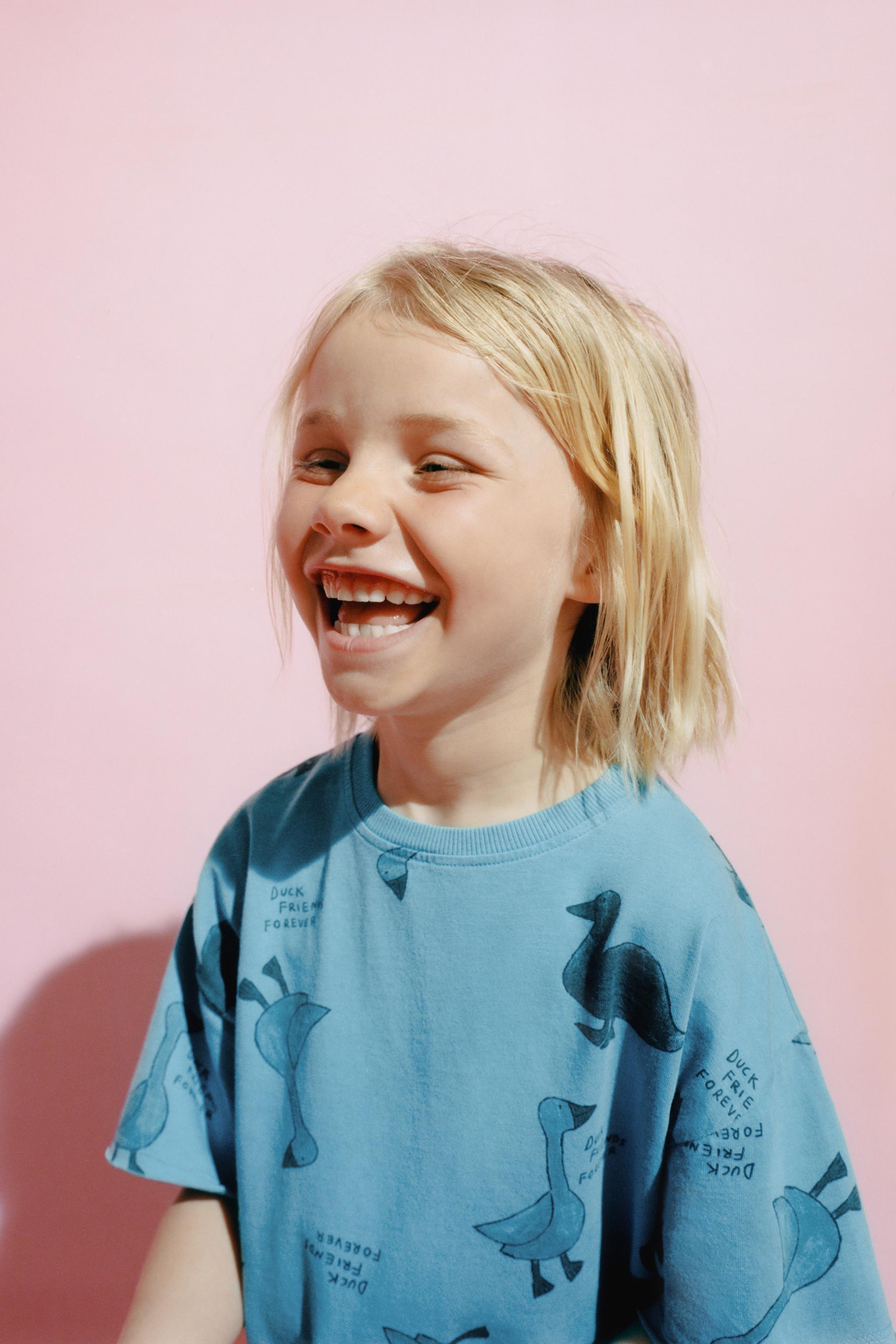 DUCK PRINT T-SHIRT — Mid-blue