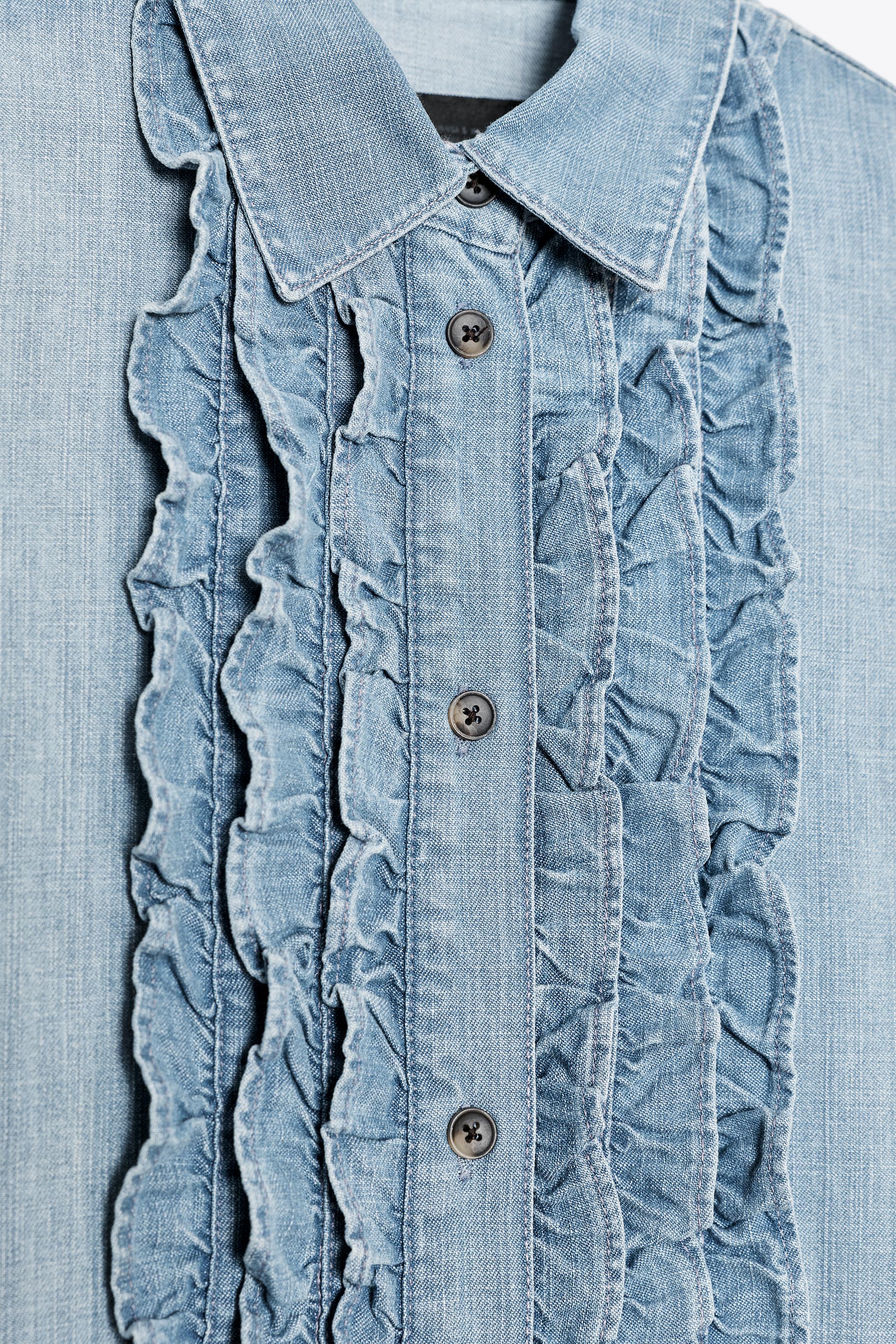 ZW COLLECTION RUFFLED DENIM SHIRT