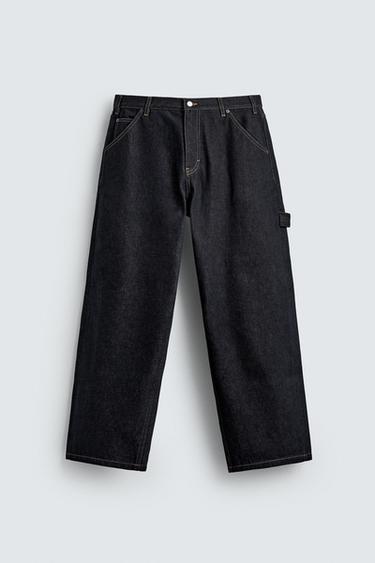 Zara 吊襠工裝牛仔褲 - 藍色