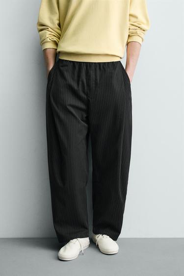 BALLOON FIT PLEATED TROUSERS - striped by Zara