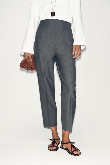 PANTALON TAILLE HAUTE - Gris chiné de Zara