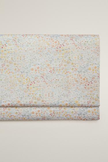 MINI FLORAL PRINT SATEEN FLAT SHEET - Oyster-white by Zara