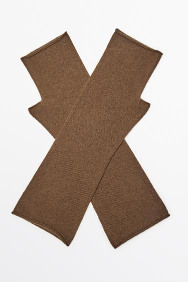 Wool and cashmere knit mittens — Caramel 2