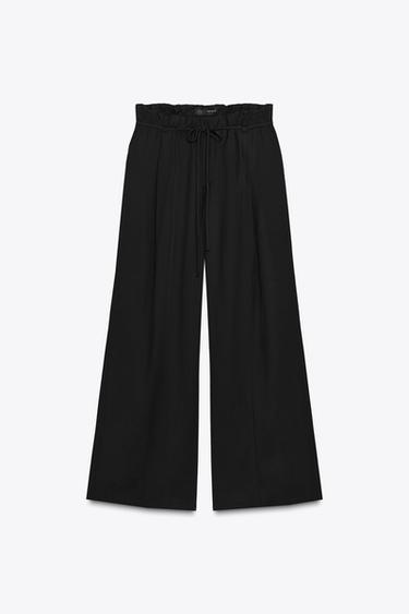 PANTALÓN FLUÍDO CINTURA ELÁSTICA - Negro de Zara - Imagen 0