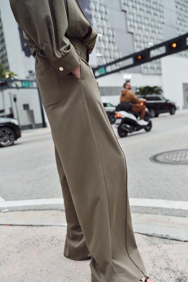 STRAIGHT-LEG TROUSERS WITH FRONT SEAM - Khaki by Zara - Image 3