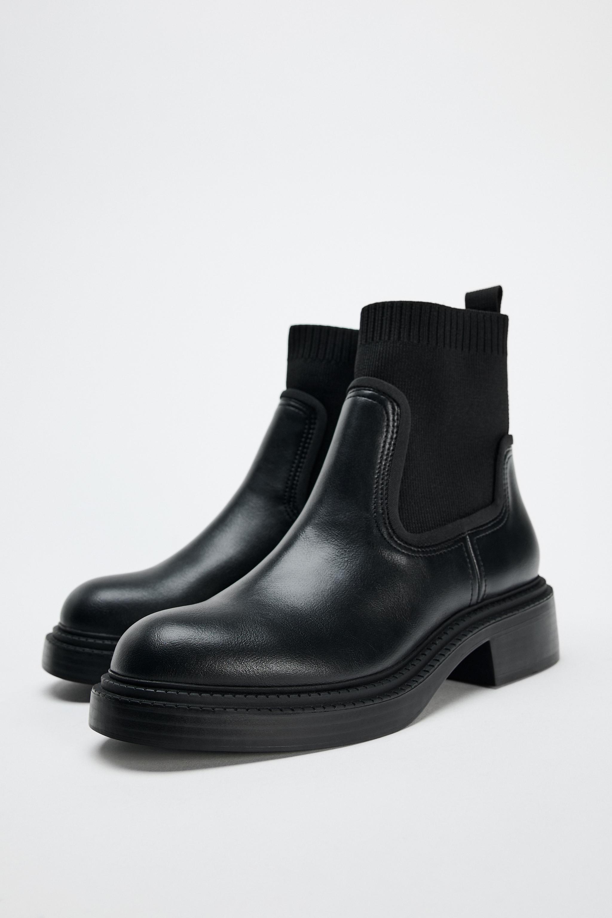 トラックソールチェルシーショートブーツ - ブラック | ZARA