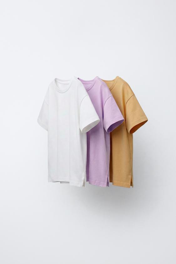 PACK TRES CAMISETAS LISAS - Malva de Zara - Imagen 0