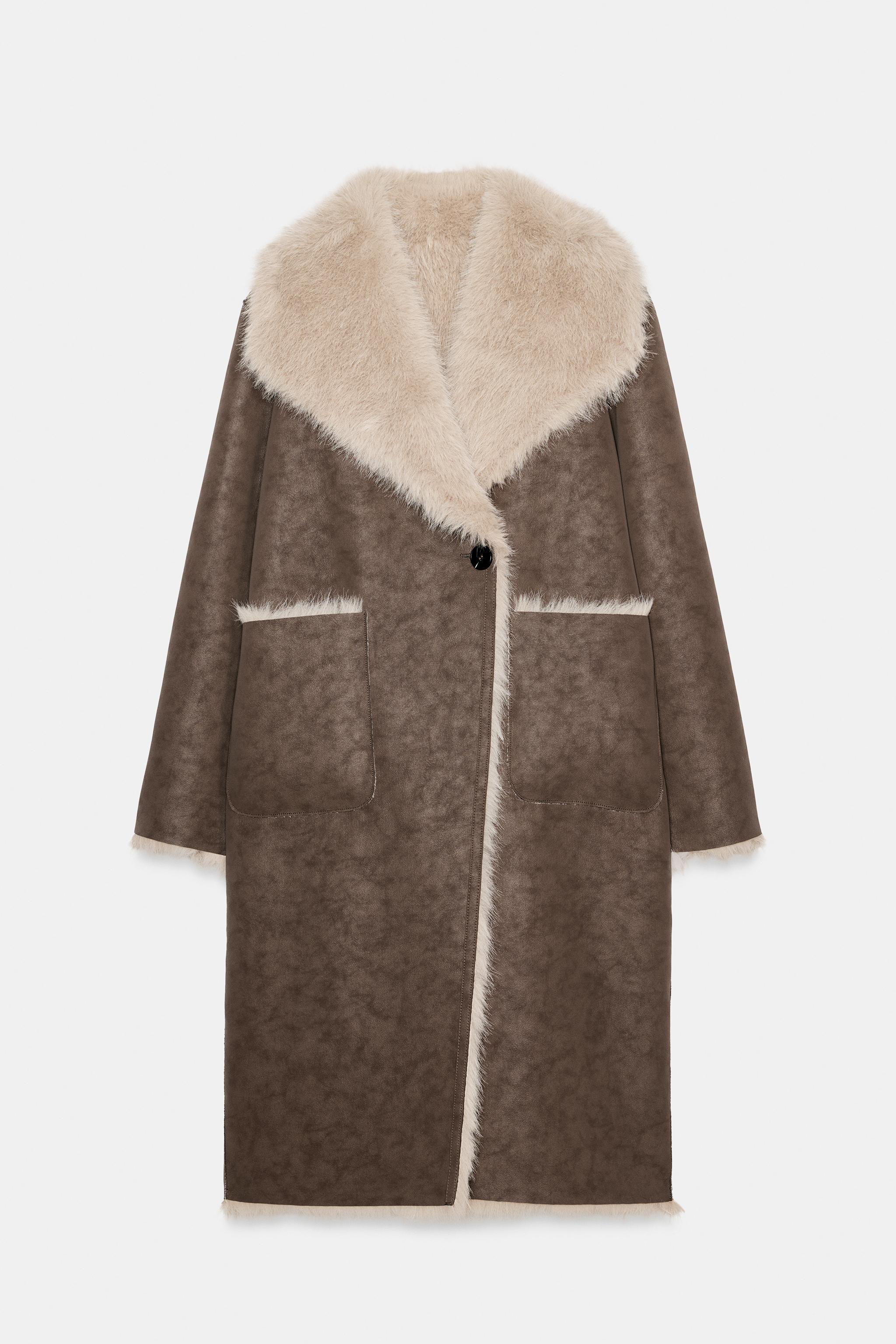 ZARA リバーシブル フェイクファー ロングコート ZARA】TRENCH リバーシブル フェイクファーカラー (ZARA/コート