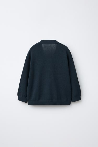 PLAIN KNIT CARDIGAN - Navy blue by Zara - Image 1