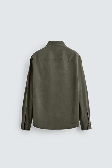 CHEMISE FLUIDE RELAXED FIT À POCHES - Kaki foncé de Zara - Image 6
