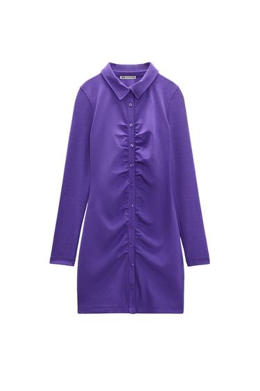 SHIRT DRESS WITH GATHERING