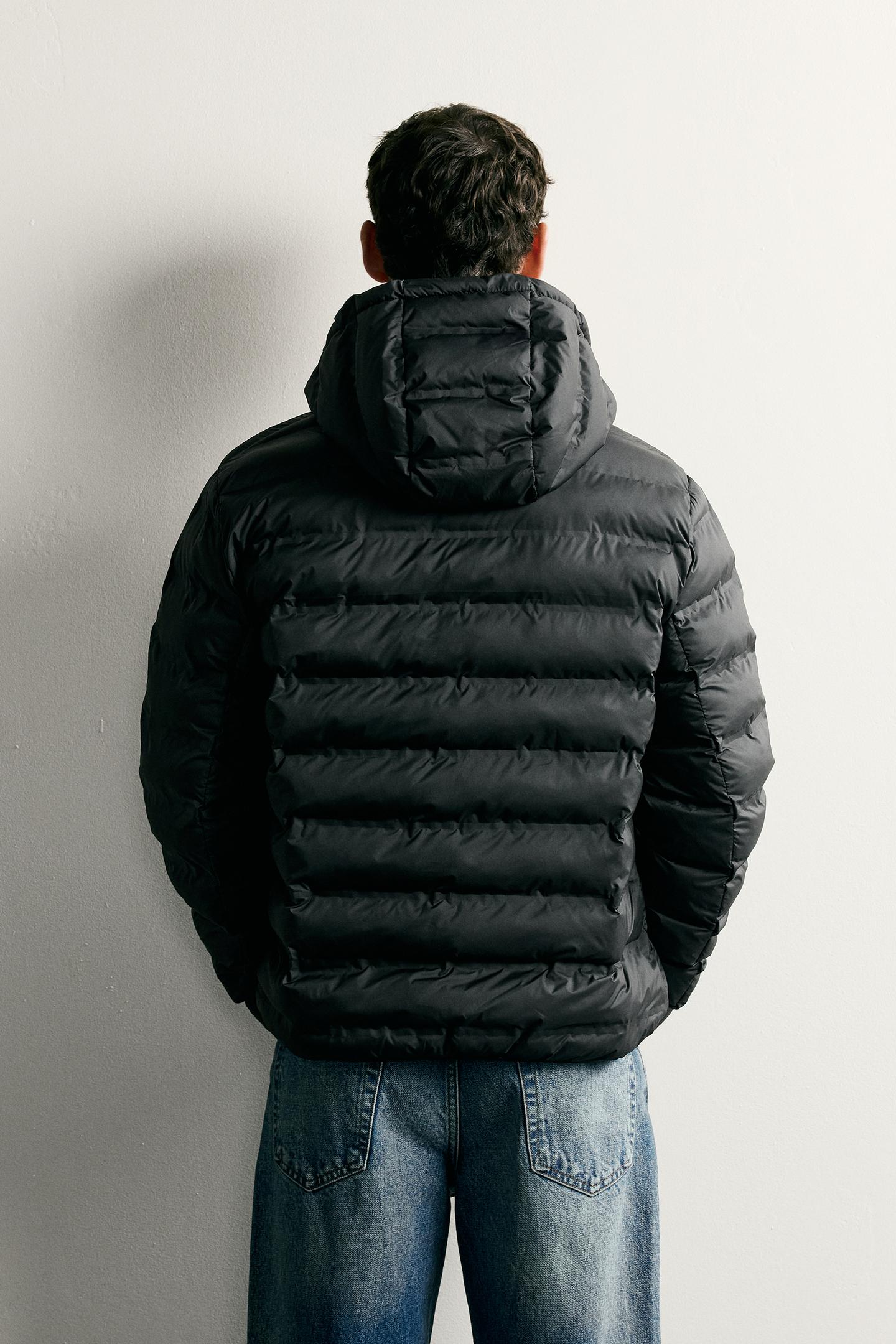Мужская куртка Zara Water-Repellent Lightweight Quilted, цвет: Чёрный — фото 3