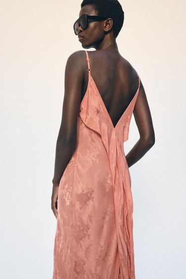 ZW COLLECTION JACQUARD LACE DRESS - Salmon by Zara