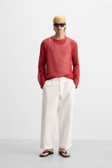 OPEN KNIT T-SHIRT - Red by Zara - Image 0