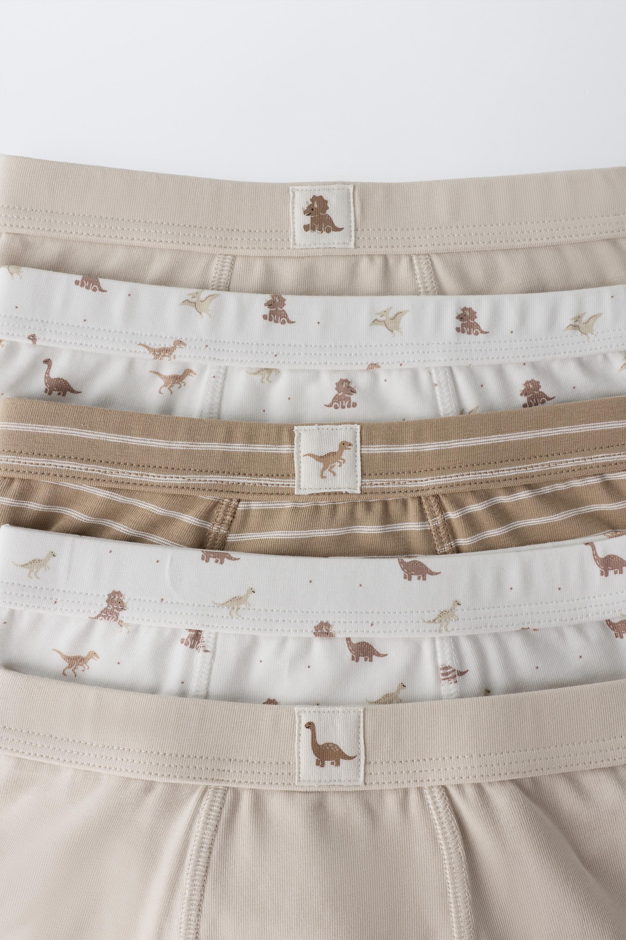 2-6 YEARS / 5-PACK DINOSAUR BOXER BRIEFS — taupe brown