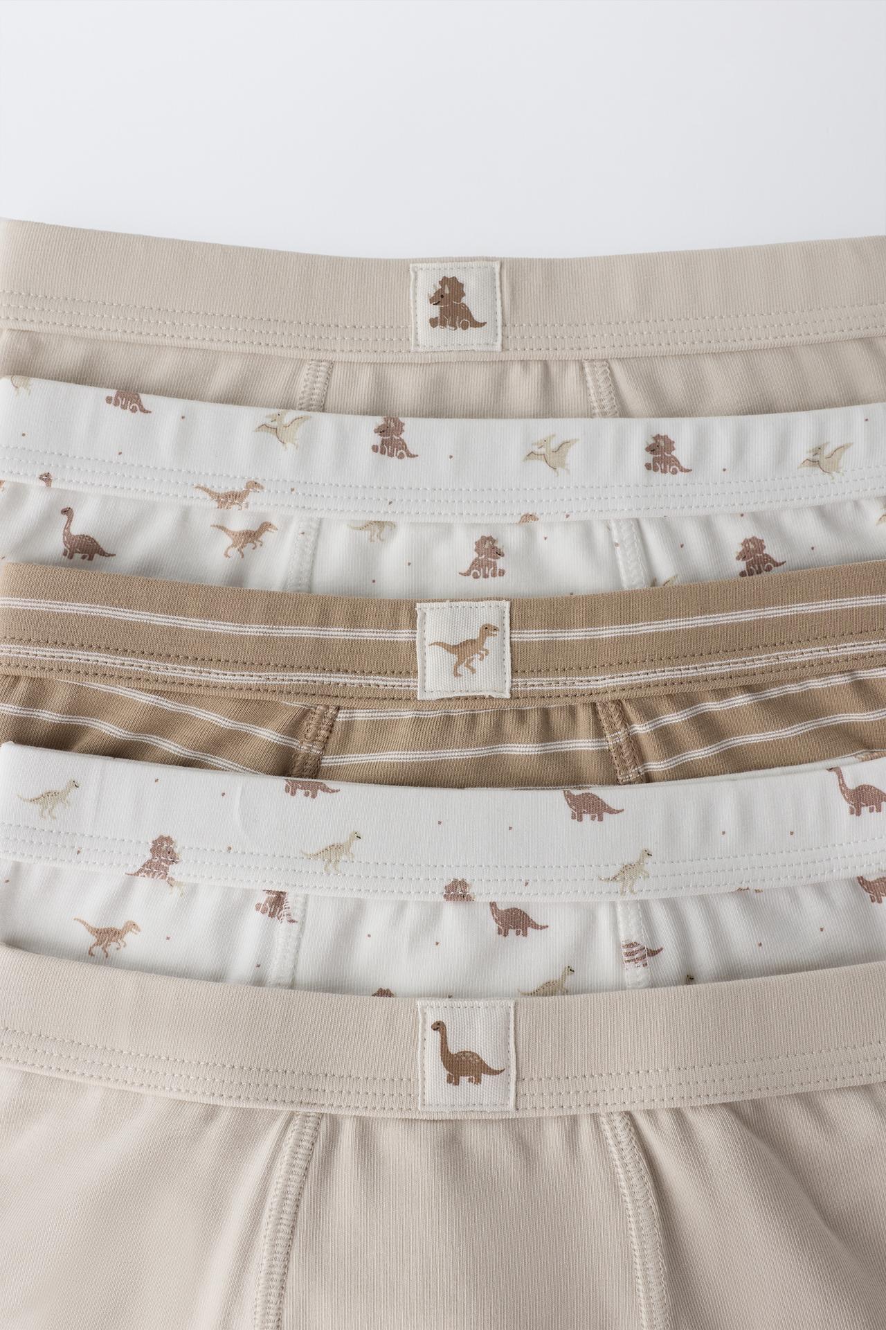 AGES 2-6 / 5-PACK DINOSAUR BOXER BRIEFS — taupe brown