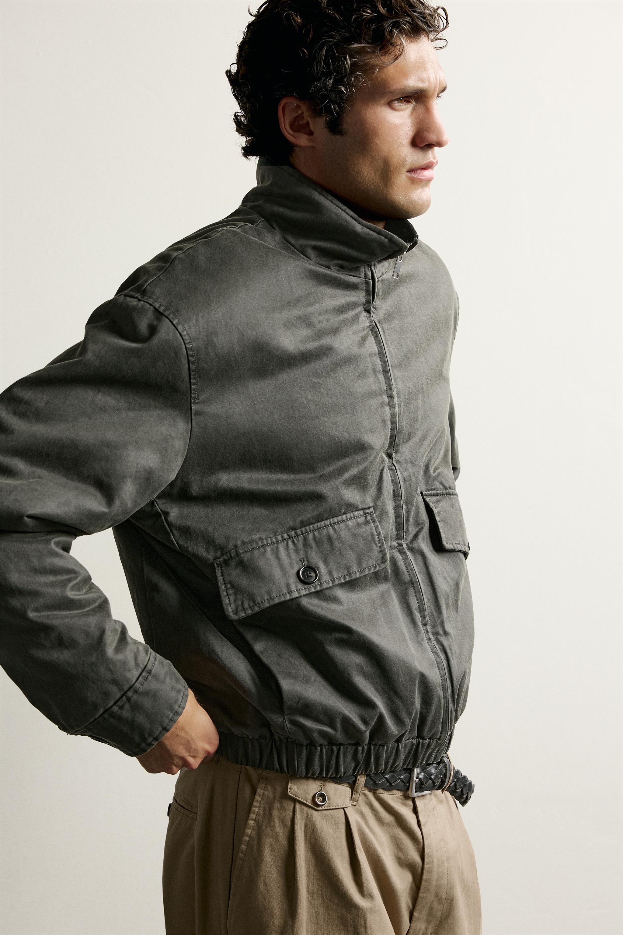 WAXED-EFFECT REGULAR FIT JACKET