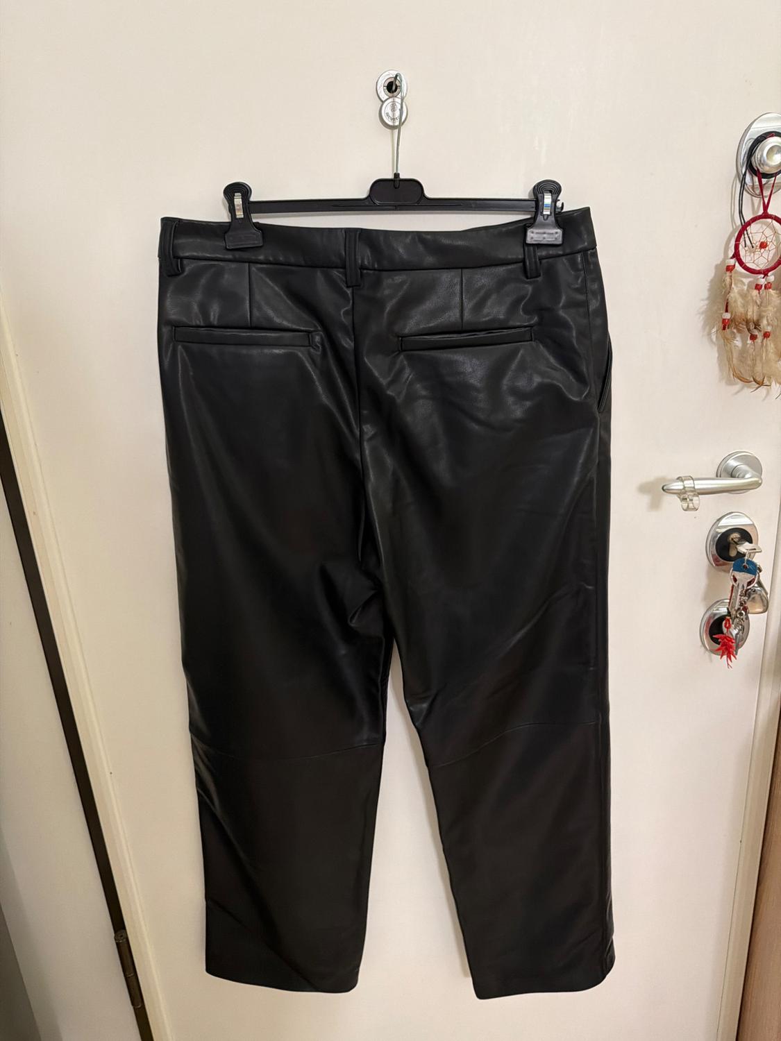 RELAXED FIT LEATHER EFFECT TROUSERS - Image 2