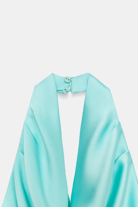 COMBINAISON SATINÉE HALTER - Turquoise de Zara - Image 7