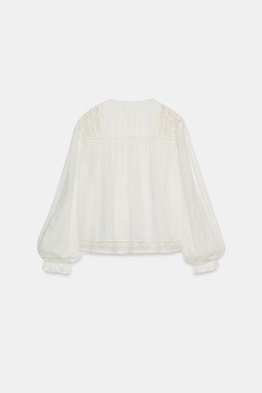 ZW COLLECTION EMBROIDERED SHIRT - Ecru by Zara - Image 4