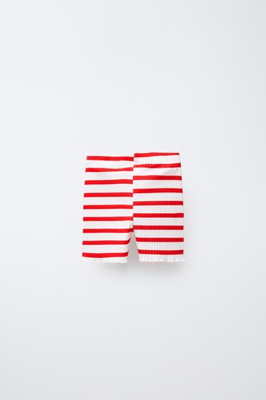 MINNIE MOUSE © DISNEY STRIPED CYCLING LEGGINGS - Red by Zara - Image 1